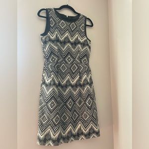 J. Crew | Tribal Aztec Sleeveless Shift Dress Black Ivory | Size 2 Tall